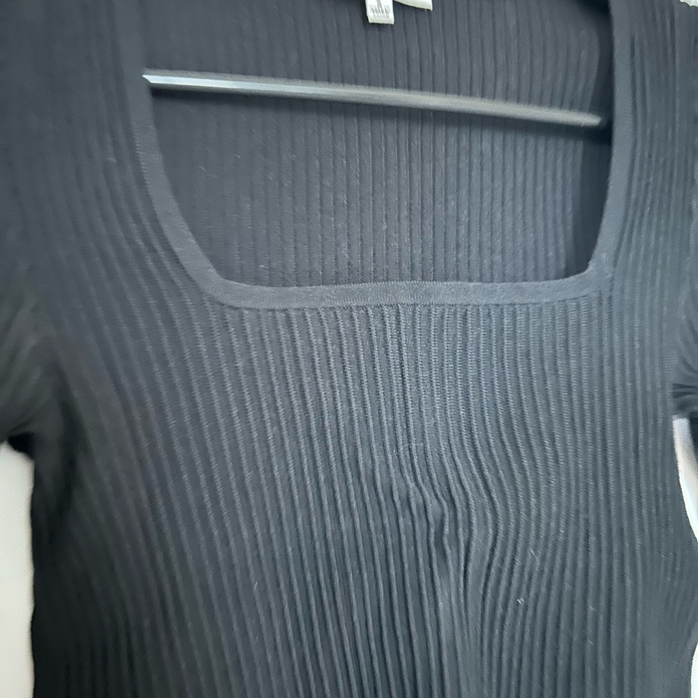 Madewell Black Ribbed Knit Top